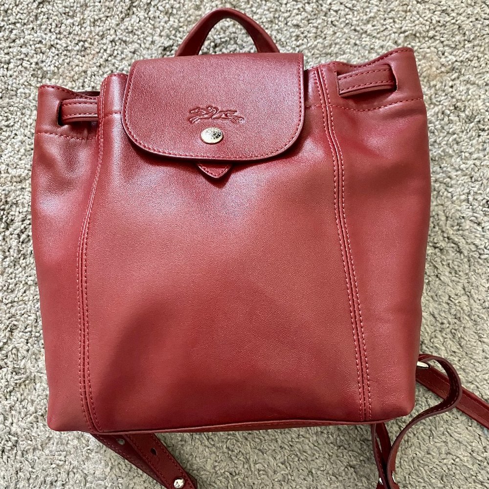 Longchamp Le Cuir Backpack XS , Maroon